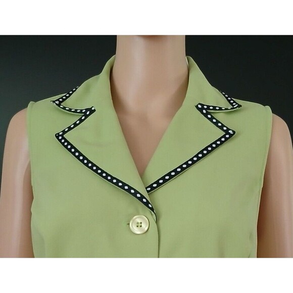 Sag Harbor Women's Size 8 Sleeveless Lime Green Button Up Collar Tank Blouse Top - Picture 8 of 9